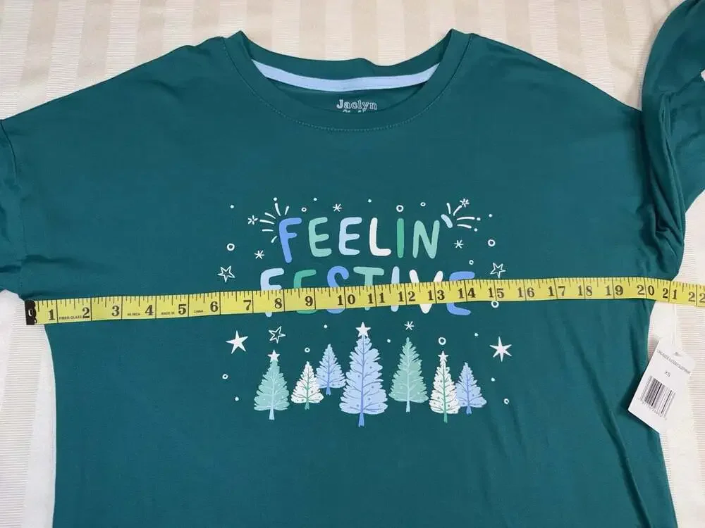 Jaclyn New York Women’s XS Feelin’ Festive Christmas Long Sleeve Sleep Shirt NWT